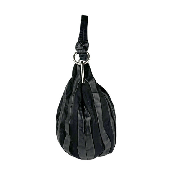 Prada Handbags - Prada black bag leather accents silver shoulder